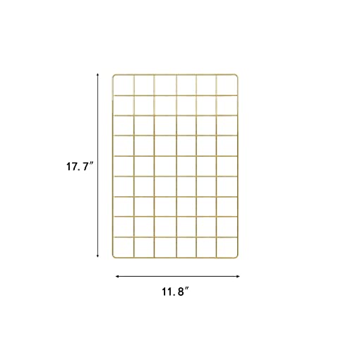 Friade Wall Grid Panel For Photo Display,Wall Storage Organizer,5 Metal Clips & 3 S Hooks & 4 Nails & 4 Plastic Hanging Buckles And 4 Screws Offered,Size 17.5" X 11.8",2 Pack(Gold) #TOP6