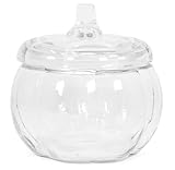Gift Boutique 36 oz Glass Pumpkin Jar with Cover Clear Candy Cookie & Snack Decorative Storage Container & Lid, Fall Halloween & Thanksgiving Décor