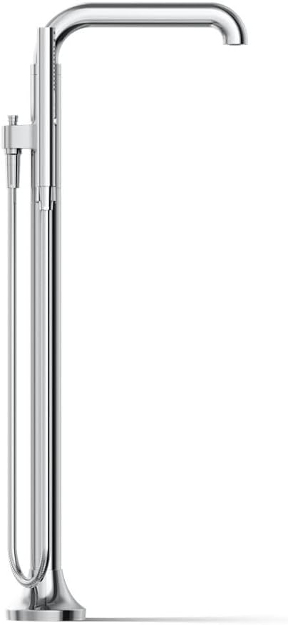 Kohler T27424-4-CP Tone™ Floor-mount bath filler trim with handshower, Polished Chrome