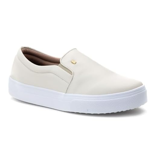 Slip On Feminino Iate Casual Preto Estilo Shoes (Off White, BR, Adulto, Numérico, 37)