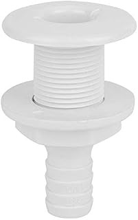 Thru Hull Fitting for Boats, 3/4 inch Plastic Marine Thru Hull Exhaust Fittings Through Hull Connection Boat Drain Outlet Plug for Hose White