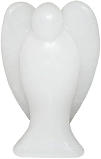 Nupuyai 3" Rose Quartz Guardian Crystal Angel Statue, Love Pocket Carved Angel Figurine Spiritual Healing Stone Ornament for Home Office Decor