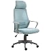 Vinsetto Silla de Oficina Ergonómica Silla de Escritorio Ajustable en Altura con Respaldo Reposabrazos Reposacabezas 5 Ruedas Soporta hasta 120 kg 64x55x116-126 cm Azul