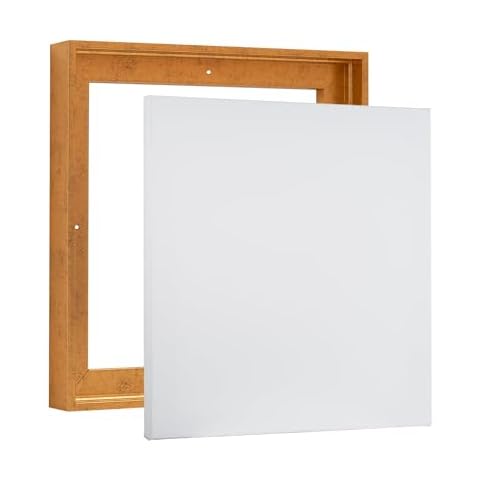 PIXY CANVAS Value Pack of 36x36 Stretched Canvas 3/4 (0.75) inch deep and Floater Frame for Your Paintings/Artwork/Wall Art/Wall Decor (Rustic Gold, 36 x 36 inch, Square) Cover