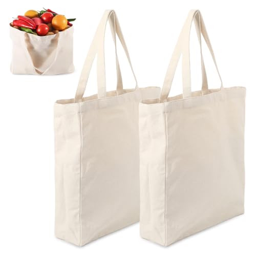 Xyvor 2 Piezas Bolsas de Algodón 35x40x10 cm, Bolsa de Lona para Objetos Varios, Bolsas Tela para Pintar, Bolsas de Tela para Pintar, Reutilizables, para Lavandería, Deportes, Compras