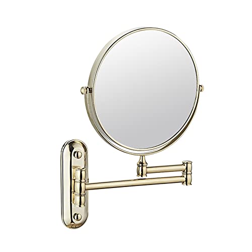 WIQUYBML Espejo de Maquillaje de Pared con Aumento de 10x, 20,3 cm, Extensible y Plegable, de Doble Cara, con 3 Espejos Dorados para baño de Hotel.