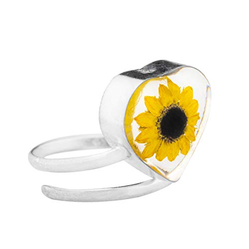image for Heart Set, Pendant, Earrings, Bracelet and Ring with Natural Sunflower