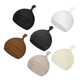 Durio 6 Pcs Preemie Baby Boy Hats 0-6 Months Soft Newborn Hats for Boys Knot Infant Beanie Baby Boy Essentials Baby Gifts for Boys Caps Black,Brown,Beige,Dark Gray,Light Tan,White 3-6 Months