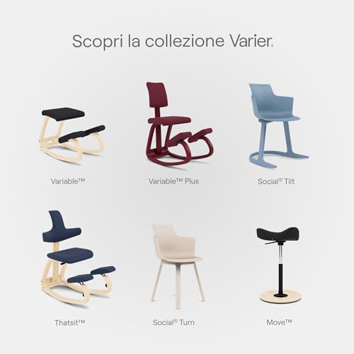 Varier Variable Plus Silla Ergonómica de Rodillas con Respaldo Negro/Negro – Silla de Oficina con Diseño Escandinavo, Postura Activa y Comodidad – Garantía de 10 Años