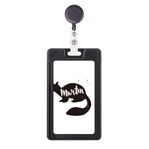Porte-badge rétractable martre noir et blanc avec cordon en nylon durable