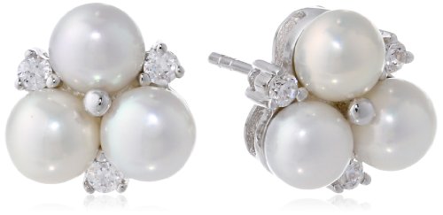 Bella Pearl White Cluster Earrings