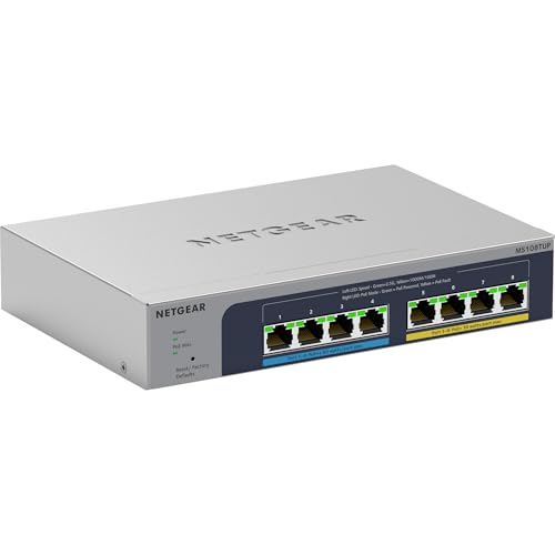 NETGEAR NETGEAR Switch Ethernet Multi-Gigabit Ultra60 a 8 Porte (MS108TUP) – Gestito, 4 x PoE++ e 4 x PoE+ @230W, Gestione Cloud Insight opzionale, Montaggio su Scrivania o Rack