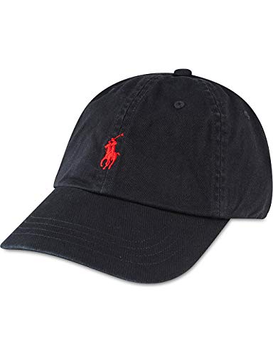 Polo Ralph Lauren Hat, Core Classic Sport Men's Cap (One Size, Polo Black/Red)