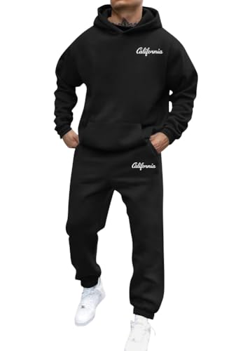 Survêtement homme ensemble jogging combinaison de sport sweat à capuche amovible