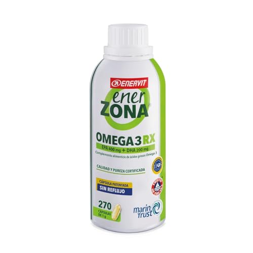 Enervit EnerZona Omega 3RX, Sin Retrogusto, Certificado IFOS, Suplementos de Ácidos Grasos Omega 3 EPA y DHA para Corazón, Vista y Cerebro, Sin Gluten, 270 Cápsulas de 1g