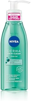 NIVEA Derma Skin Clear Wash Gel (150ml), Deep Cleansing Face Wash Gel, Salicylic Acid Face Wash Enriched with Niacinamide to Cleanse Pores and Remove Impurities