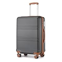 Kono Suitcase Lightweight ABS+PC Hard Shell Hand Luggage Trolley Travel Cabin Carry-on with TSA Combination Lock and 4 Wheels (20", Grey/Brown)