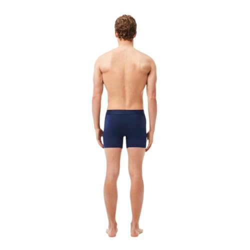 Lacoste Men's Cotton Stretch Big Croc Print Boxer Briefs, 3-pack, Navy Blue/White/Dove Grey, Small4