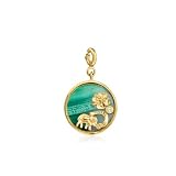Ross-Simons Malachite Good Luck Charm With Single Peridot in 18kt Gold Over Sterling