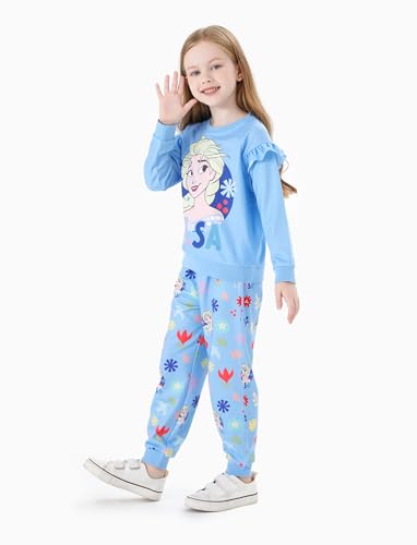 Image of Disney Frozen Toddler Girl Outfits Long Sleeve Shirt and Pocket Pant Clothing Sets Fall Casual Pullover Dailywear