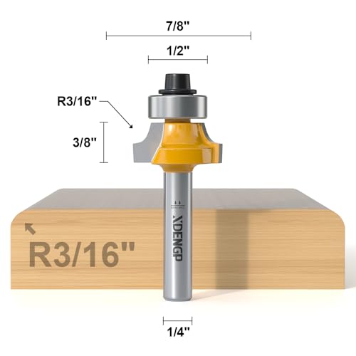 Image of Roundover Router Bit 1 /4 Shank, 3 /16 inch Radius Round Over Router Bits, Router Bits Round Over for Edging Forming Rounding Woodworking Cutter