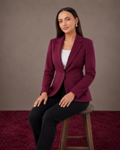 Image of SaintX Women's Premium Formal Blazer | Fully Lined | Regular Fit | 4-Way Stretchable Ultra-Light Fabric | Fashion-Forward | Office /Meetings (WB01)