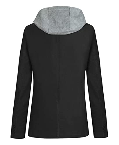 ebossy Man's Stylish Detachable Hooded Slim 2 Button Casual Blazer Jacket2