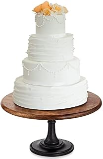 Inweder Wooden Cake Stand Rustic - Wood Afternoon Tea Stands 29cm Round Display Stands Cupcake Stand Vintage Cake Decoration Dessert Display Plate with Base Birthday Party Baby Shower Wedding Decor
