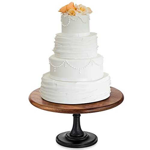 Inweder Présentoir à Gâteau Bois Rustique - Présentoirs Cupcakes Bois 29cm Rond Thé l'après-midi Support Gateau Décoration Vintage Assiette Dessert Fête d'Anniversaire Décoration Mariage Cover
