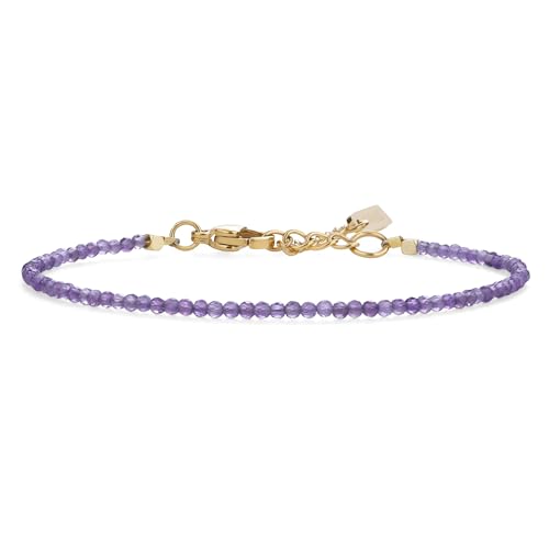 COAI Women's Crystal Bracelet for Women, Moonstone/Tourmaline/Amethyst/African Turquoise Tiny Beads Bracelet