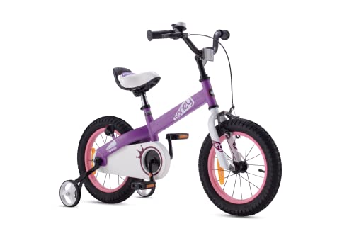 RoyalBaby Honey Kinder Fahrrad Kleinkind Fahrrad 14 Zoll Rücktrittbremse mit Training Räder Kickstand Unisex Mode Stile Lilac