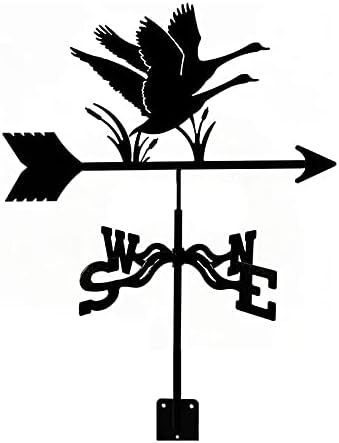 Weather Vane Stainless Steel Weathervane Cast Iron Wind Vane with Roof Mount Wind Direction Indicator Roof Garden Metal Measuring Tool Decorations (Banner) (Swan) image 2