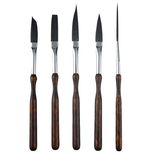 5 pinceles compactos de madera para dibujar, ideales para artistas, viajes, uso denso
