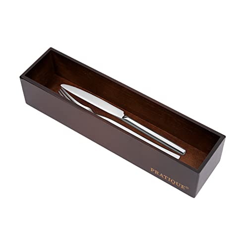 Pratique Bamboo Drawer Organizer - Kitchen Utensil Organizer Silverware Tray Cutlery Holder，Office Desk Supplies And Accessories,12 * 3 * 2.6Inch,Nut-Brown #TOP7