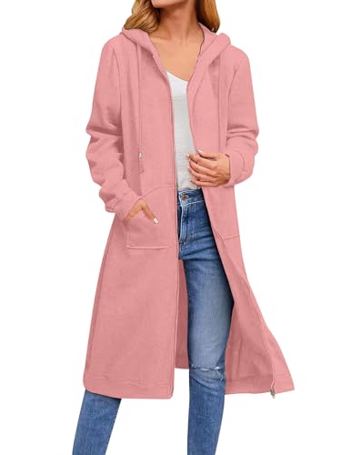 Zeagoo Women's Zip Up Hoodies Oversized Fleece Long Tunic Sweatshirts Casual Long Sleeve 2024 Fall Hoodie Jacket Coat