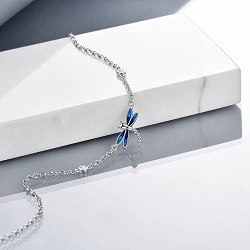 Image of YAFEINI Anklet Bracelets for Women Girls Sterling Silver Hummingbird /Dragonfly /Butterfly Link Chain Anklets Jewelry Gifts