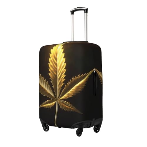 Golden Cannabis Print Luggage Suitcase Covers Elastic Washable Luggage Protector Luggage Covers For Suitcase2