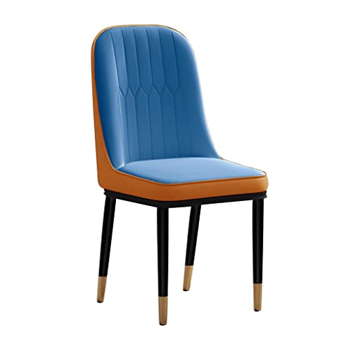 SJIALEN 1 Pcs Dining Chairs, Modern PU Water Proof Leather High Back Soft Seat Side Chairs with Metal Legs Living Room Chairs Kitchen Chair (Color : Blue)