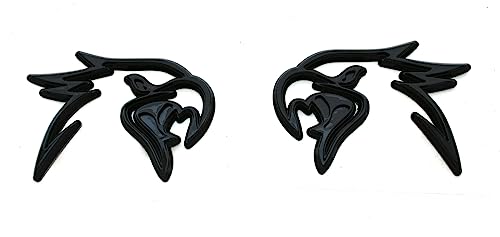 Image of Pair Custom HELLHAWK Emblem Replacement for Trackhawk Fender Door 3D Badge Hellcat Style Head (Glossy Black)