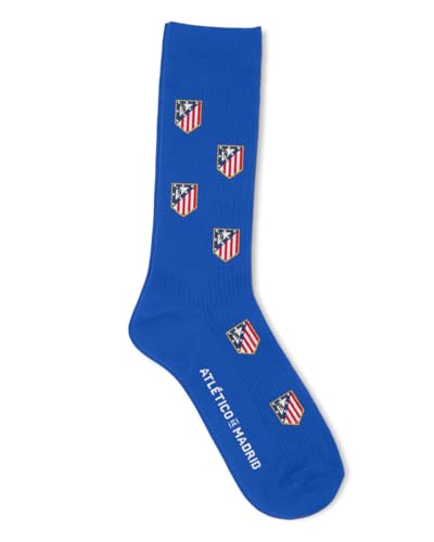 GAMBEA Calcetines Atlético de Madrid Escudo Azul. Calcetines Atlético de Madrid. Producto Oficial Tallas 41-46 y 36-40. Caña media. Talla 41-46