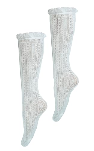 CAT KO Women Lace Knee High Socks Cute Bow Calf Socks Princess Girls Socks for Lolita (1 Pairs-white)