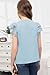 blibean Tween Girl Shirts Little Kid Girls Blouse Summer Short Sleeve Flowy Dress Tops Fashion Casual Dressy Clothes Fancy Solid Blouse Size 6-7 Year Old Light Blue