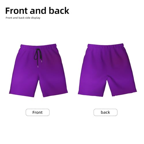 Solid Color Dark Purple Small Youth Beach Pants, Soft and Breathable, with Drawstring Waist, Suitable for Sports and Leisure.2
