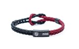 Atlético de Madrid Pulsera de Piel Trenzada Negra y roja con Nudo Marinero, Cierre Magnético de Acero Lacado, Producto Oficial