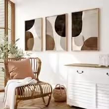 Toiles abstraites formes organiques tableau triptyque art doux et serein