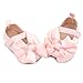 Baby Girls Princess Shoes Bowknot Soft Sole Mary Jane Flat Non Slip Wedding Dress Shoes for Infant Toddlers, 3-6 Month Pink