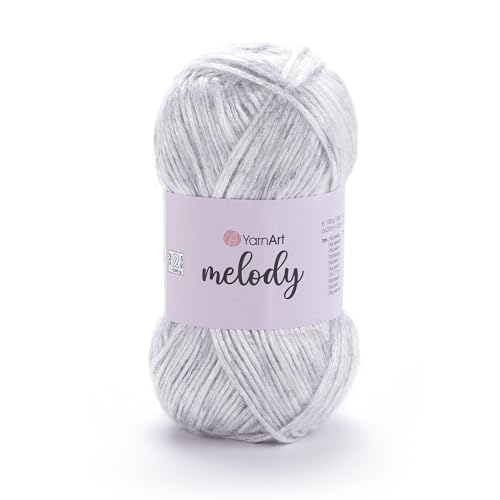 Image of YarnArt Melody Variegated Chainette - Metallic Sheen Fiber for Knitting, Crochet & Embroidery, 100g (3.5 oz) Skein, 230m (251 yd), Premium Blend of 70% Polyamide 21% Acrylic 9% Wool (881)