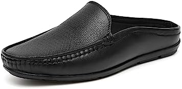ARAMISH Men's Genuine Leather Back Open Loafers