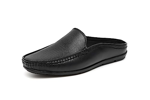 ARAMISH Men's Genuine Leather Back Open Loafers