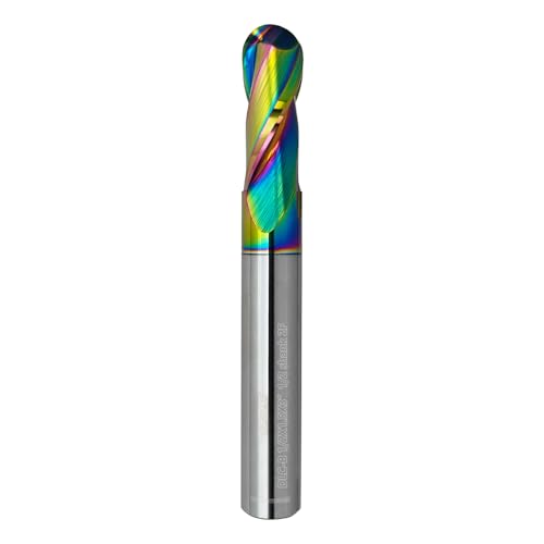 Image of Tools Extra Long Ball Nose Carbide End Mill, DLC Coating, CNC Cutting Tools for Aluminum and Wood Cutting, 3D Carving & Engraving. 2 Flute Router Bits,1 /2 Shank (1 /2-3 inch 1pcs
